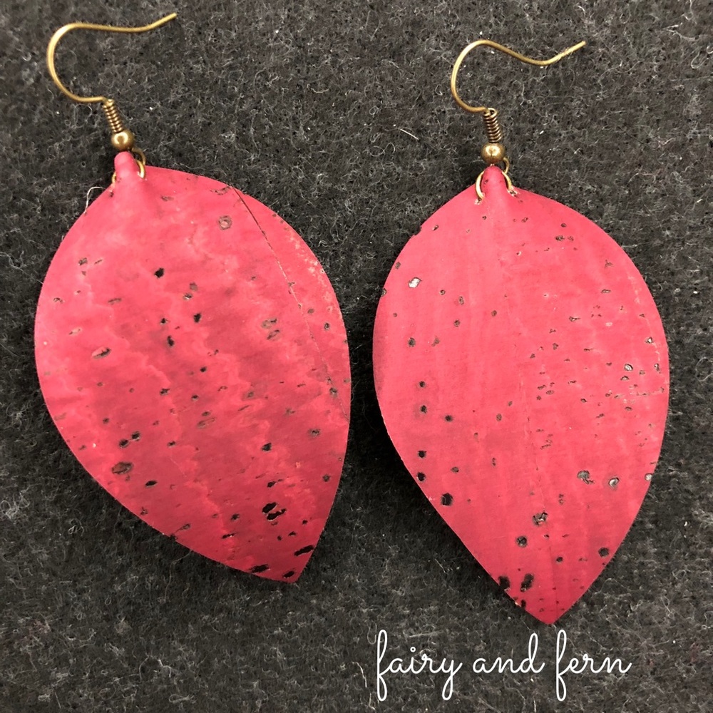 Red Cork Teardrop Earrings